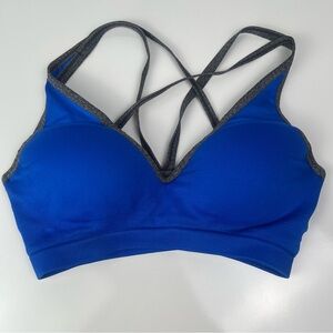 2/$30 Victoria’s Secret PINK Sports Bra – Royal Blue with Grey Trim, Size Medium
